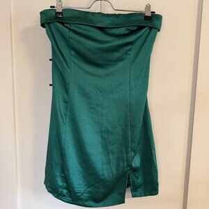 Silky Green Strapless Mini Dress